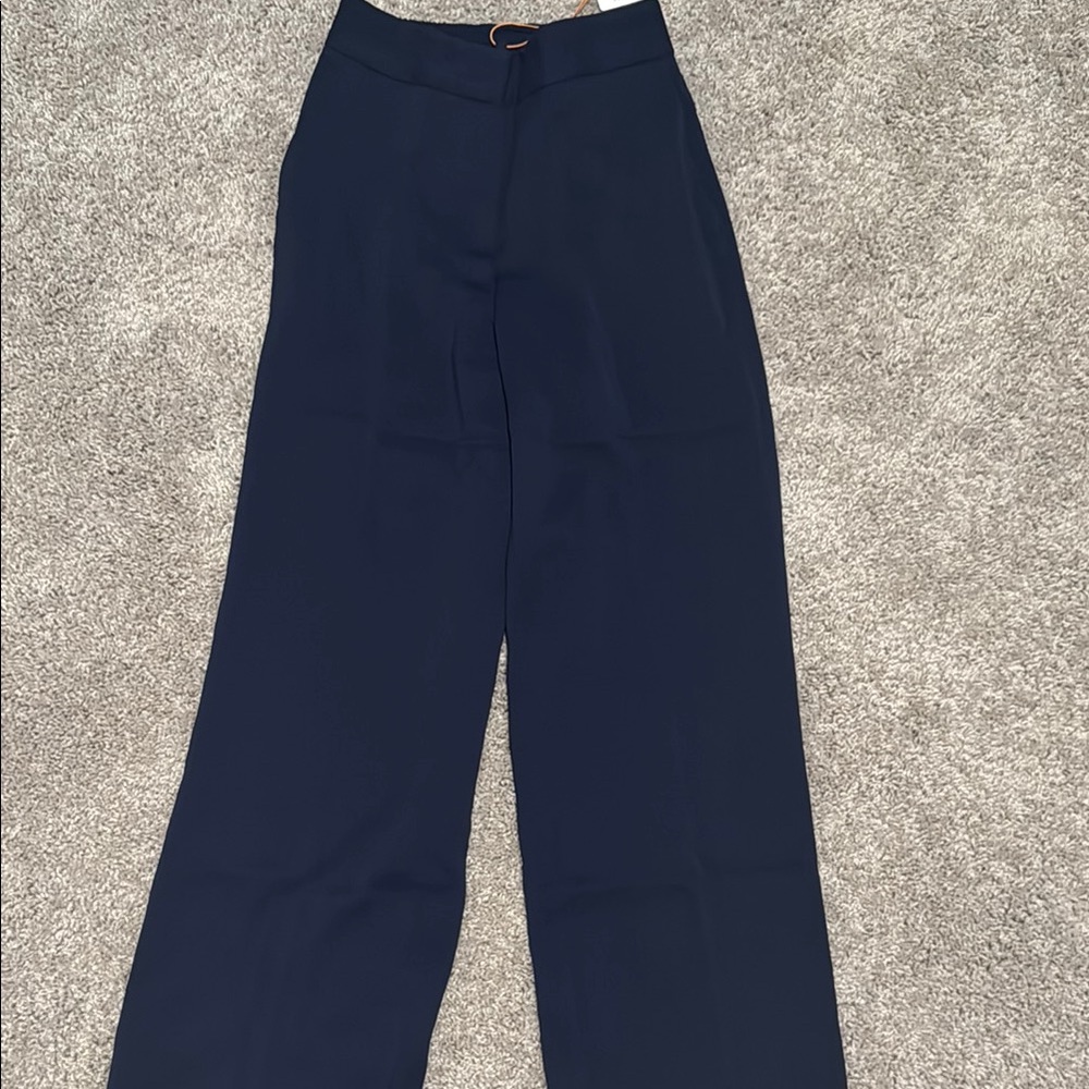 Quince Blue Wide-Leg Trousers High-Waisted